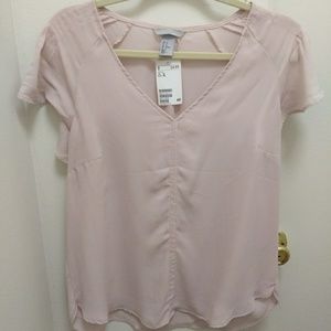 H&M Flowy Short Sleeve Pink Blouse NWT